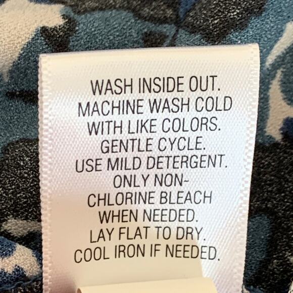 Simply Vera Wang Dress Blue Tan Floral A Line Long Sleeve Fit & Flare Size XS - Picture 11 of 14